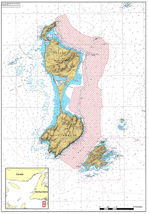 Mapa náutico detallado que muestra varias islas con áreas marcadas en rojo indicando zonas restringidas o de navegación limitada en un entorno marítimo.

Descripción generada con IA